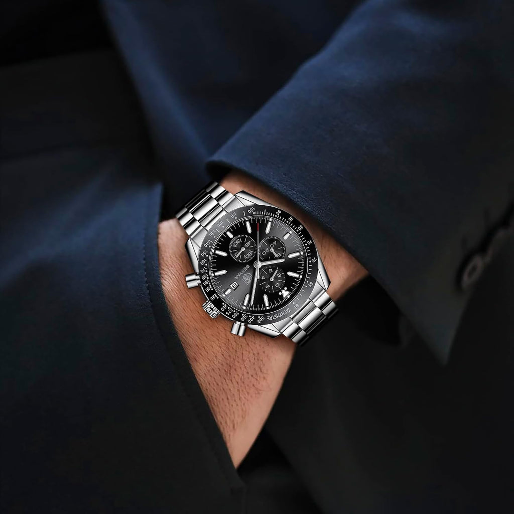 BENYAR Reloj analógico de cuarzo cronógrafo impermeable luminoso de diseñador para hombre, reloj de pulsera para hombre, para negocios, trabajo, deporte, casual, con correa de silicona, elegante