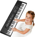 61 Keys Kids Piano teclado Toy con Mic para 3 4 5 6 7 8 Girls Boys, negro