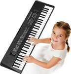 61 Keys Kids Piano teclado Toy con Mic para 3 4 5 6 7 8 Girls Boys, negro