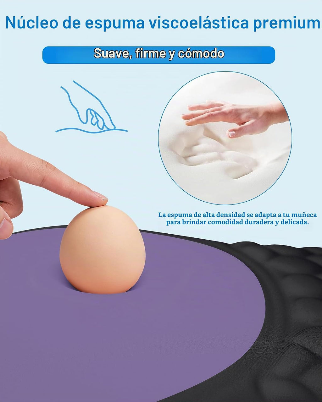 Alfombrilla ergonómica para mouse con reposamuñecas de espuma viscoelástica