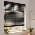 2" Persianas de Madera Verdadera sin Cables 23"W x 48"H Negro de Madera de Basswood para Ventanas Interiores