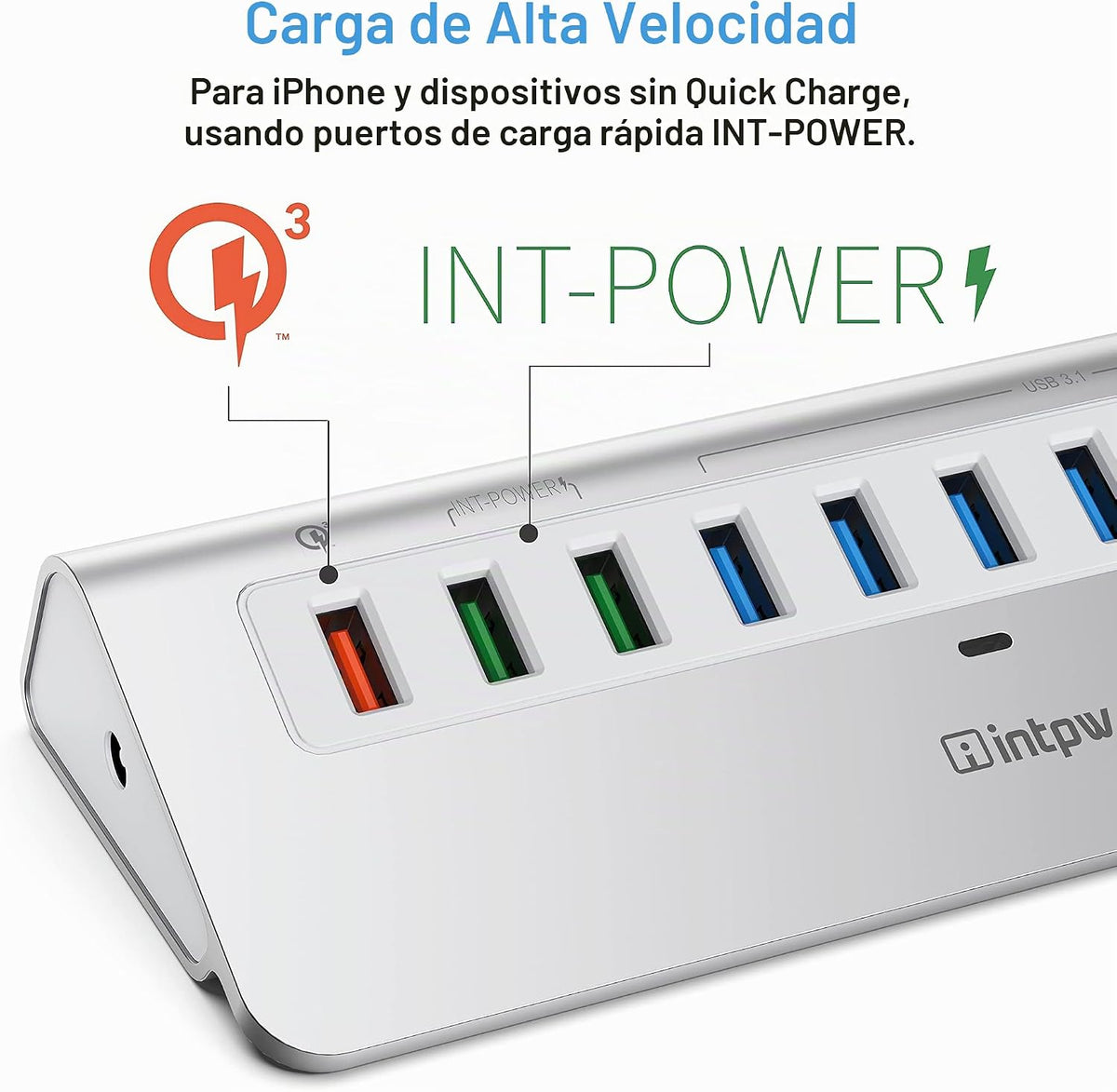 intpw, YH6S, hub USB, alimentado