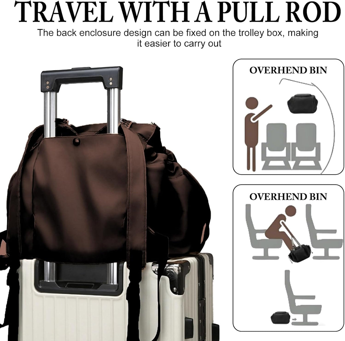 Bolsa de lona mejorada para fin de semana, bolsa de viaje expandible, bolsa de transporte resistente al agua, bolsa de deporte plegable para gimnasio con cremallera reforzada y correa de hombro