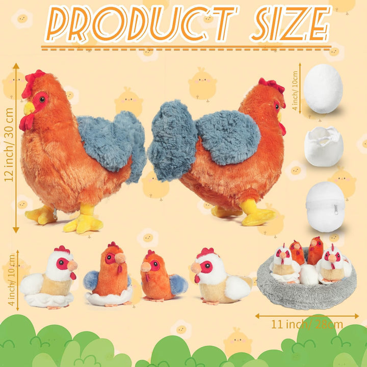 XYHQYB Juego de peluche de pollo 9 en 1, juguete de peluche de poll...
