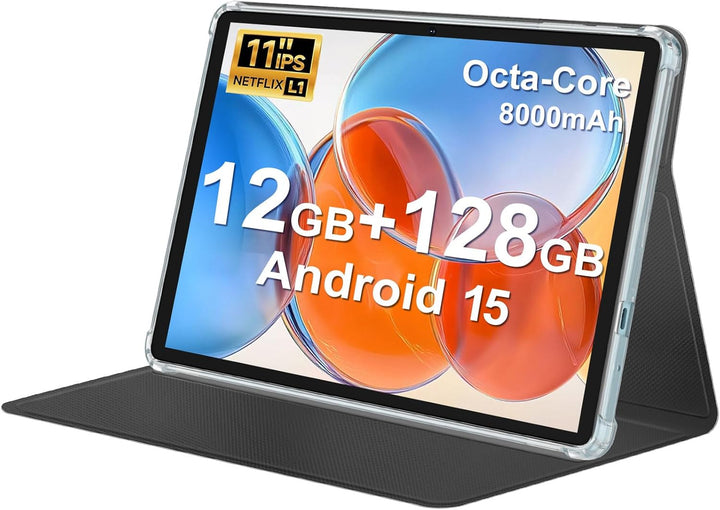 JUNINKE Tablet Android 15 de 11 pulgadas con estuche, negro | 1TB a...