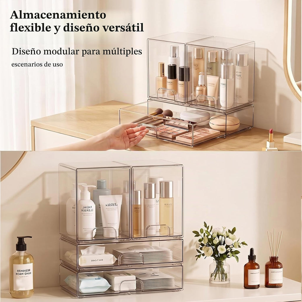 Cajones de almacenamiento apilables transparentes: cubos
