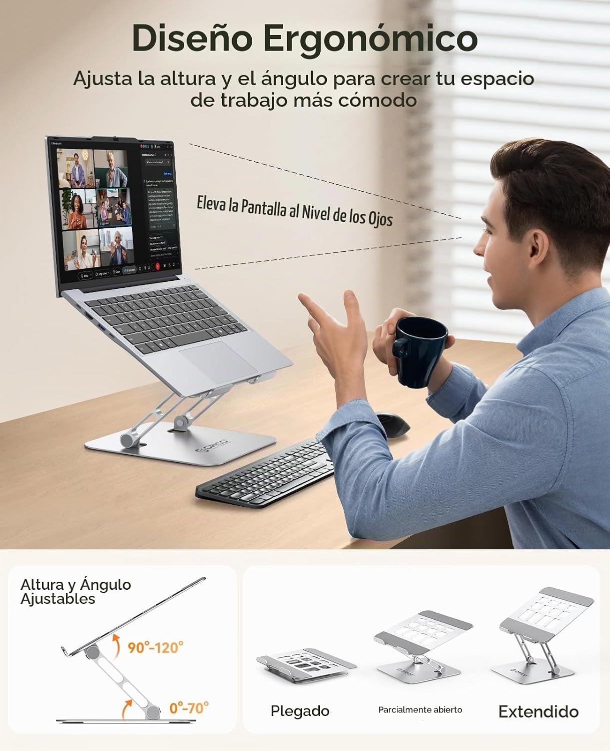 ORICO ST11 - Soporte ergonómico para computadora portátil, elevador...