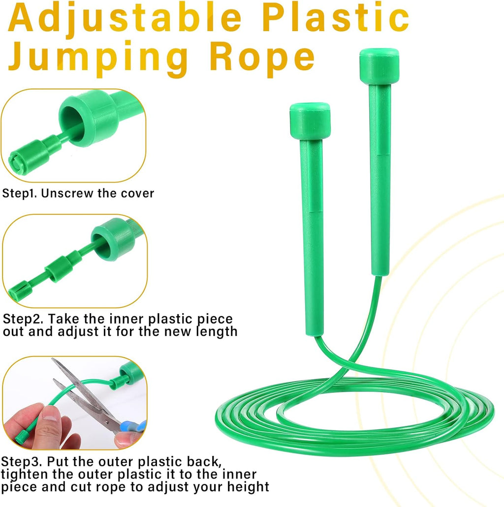 Xinnun 32 cuerdas de salto de PVC para fitness, cuerda de saltar ajustable de 9.2 pies, cuerda versátil irrompible con mango de plástico para mujeres y hombres, entrenamiento de resistencia, ejercicio