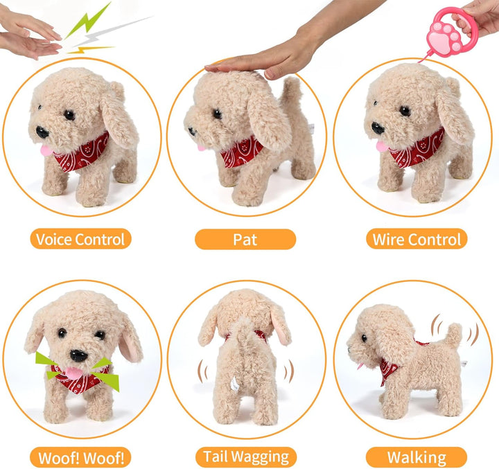 GOBRILLFUN Juguete de Cachorro de Peluche Interactivo que Camina, P...