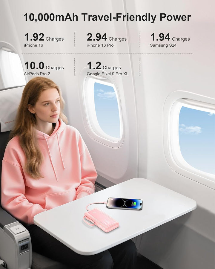 FlyKangaroo - Cargador portátil con cables integrados, batería exte...