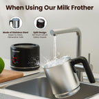 Espumador de leche eléctrico grande y vaporizador, vaporizador de leche de 16.9 onzas, vaporizador de leche y espumador para café con leche o chocolate caliente, apto para lavavajillas, 6 funciones