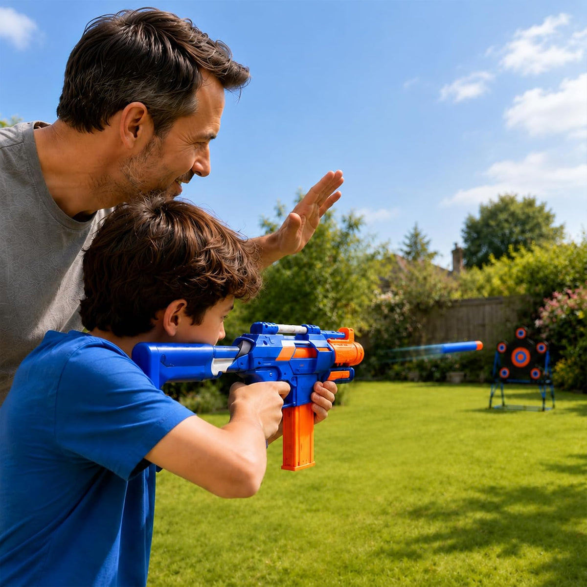300 dardos para lanzadores Nerf Elite, compatibles con disruptor, Strongarm, etc. Elite, con un objetivo para Nerf Blasters, azul, 0.4 pulgadas