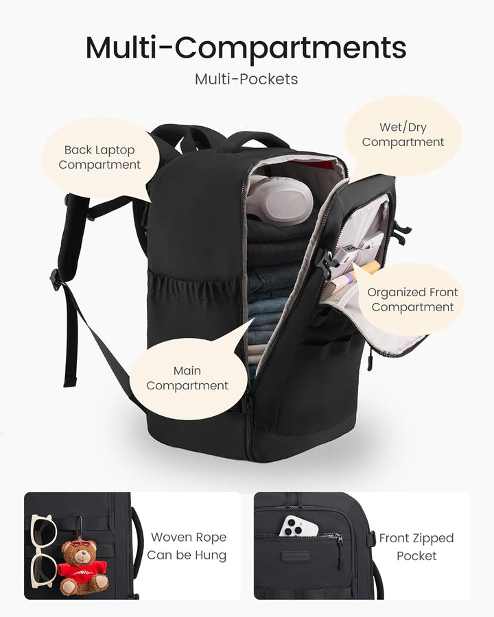 LOVEVOOK Mochila de viaje de 40L para mujeres y hombres, mochila de...