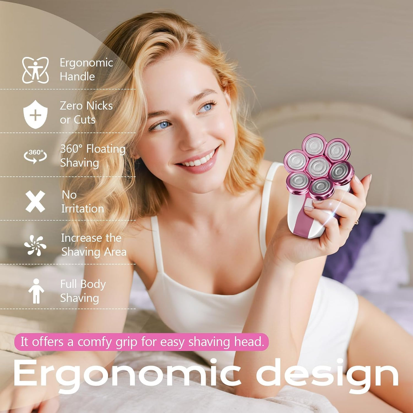 Maquinillas de afeitar eléctricas para mujer, afeitadoras 7D para m...
