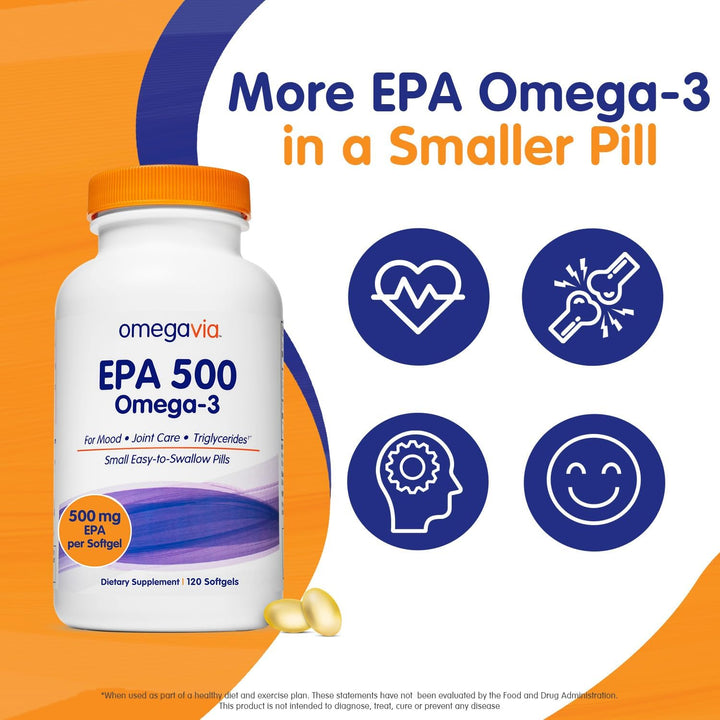 OmegaVia Aceite de pescado EPA 500 Omega-3 120 cápsulas