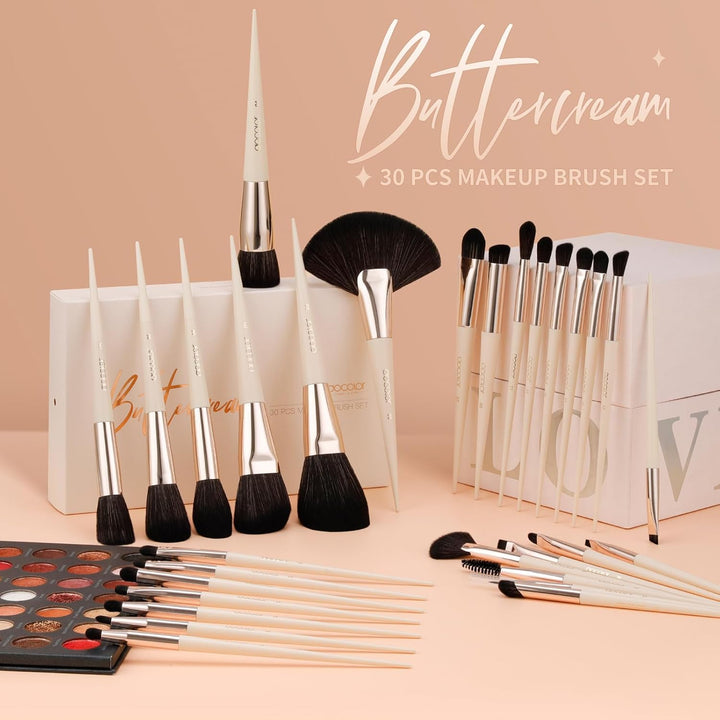 docolor - Juego de 30 brochas de maquillaje profesionales Kabuki si...