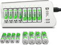 EBL Cargador de baterías AA/AAA, 8 AA 2300mAh y 8 AAA 1100mAh NiMH, 2