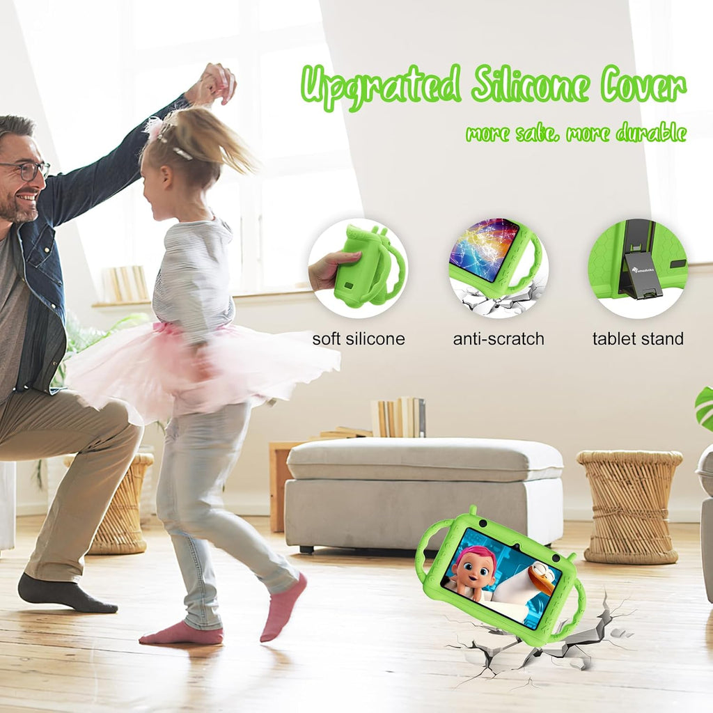 Tableta para niños de 7 pulgadas para niños de 3 a 7 años, tableta Android 12 de 2 GB de RAM+32 GB de ROM, aprendizaje educativo de control parental, Netflix, regalo para niños y niñas (verde)