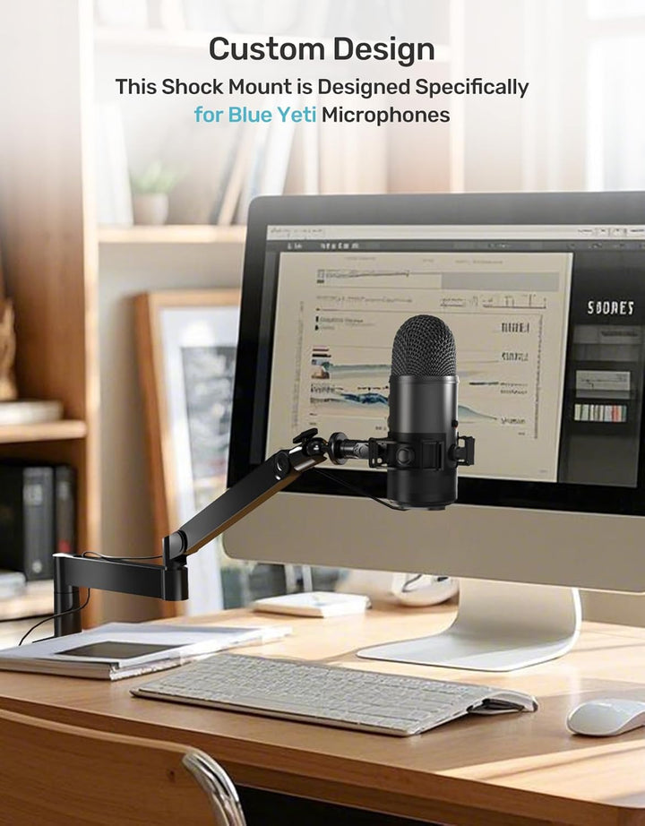 Etour Construido a medida para Blue Yeti Soporte de choque con filt...