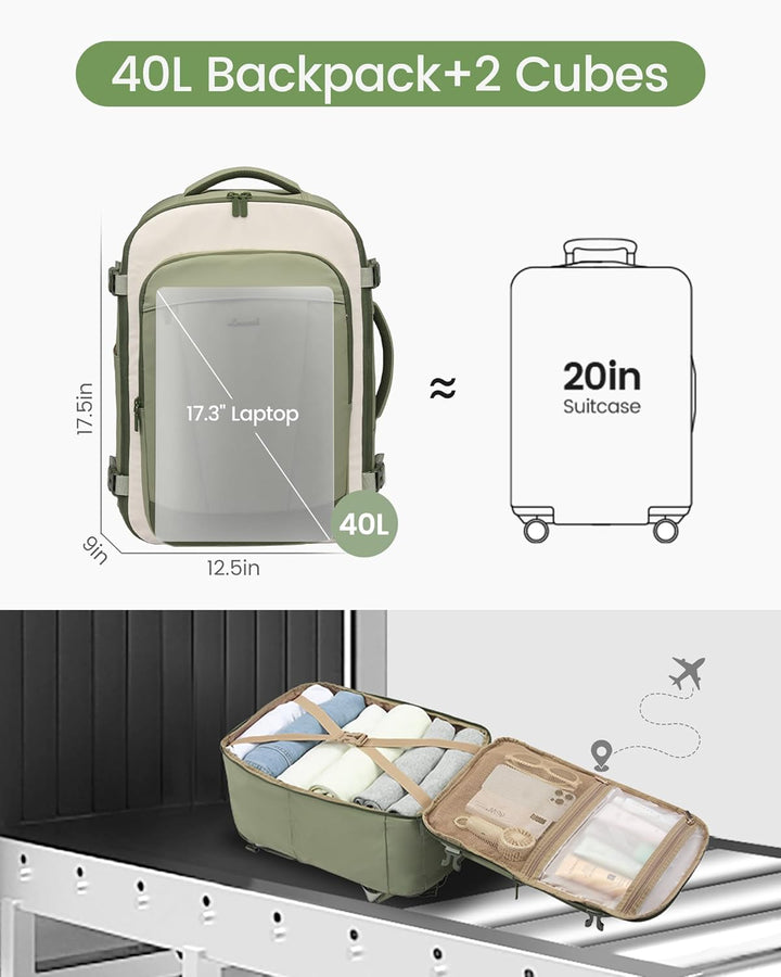 LOVEVOOK Mochila de viaje de 40 L para mujeres y hombres, mochila d...