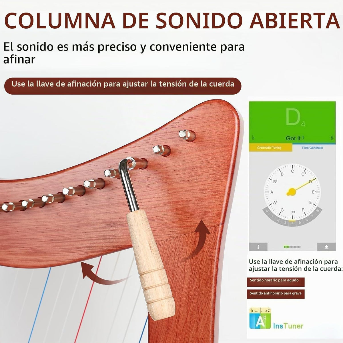 LOTKEY Arpa de 19 cuerdas, arpas de caoba maciza de 29 pulgadas con bolsa de concierto, llave de afinación, correas, instrucciones para jugador profesional de arpa de lira, principiantes, adultos F3 G3 A3 B3 C4 D4 E4 F4 G4 A4 B4 C5 D5 E5 F5 G5 A5 G5 A4 37