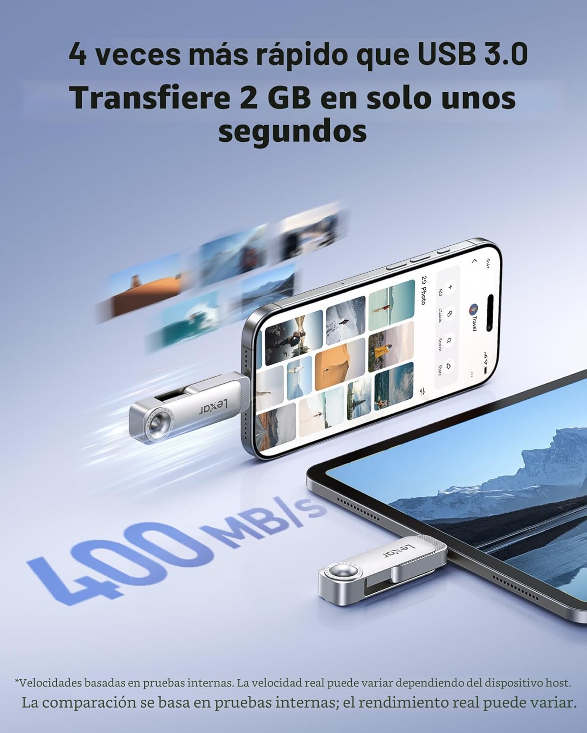 Lexar Unidad dual de estado sólido D50E de 512 GB, unidad flash USB...