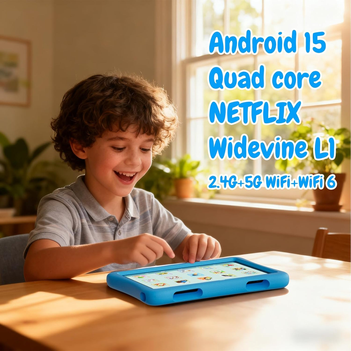 ZZB Tablet Android 15 de 10 pulgadas para niños con funda, 8 GB (3+...