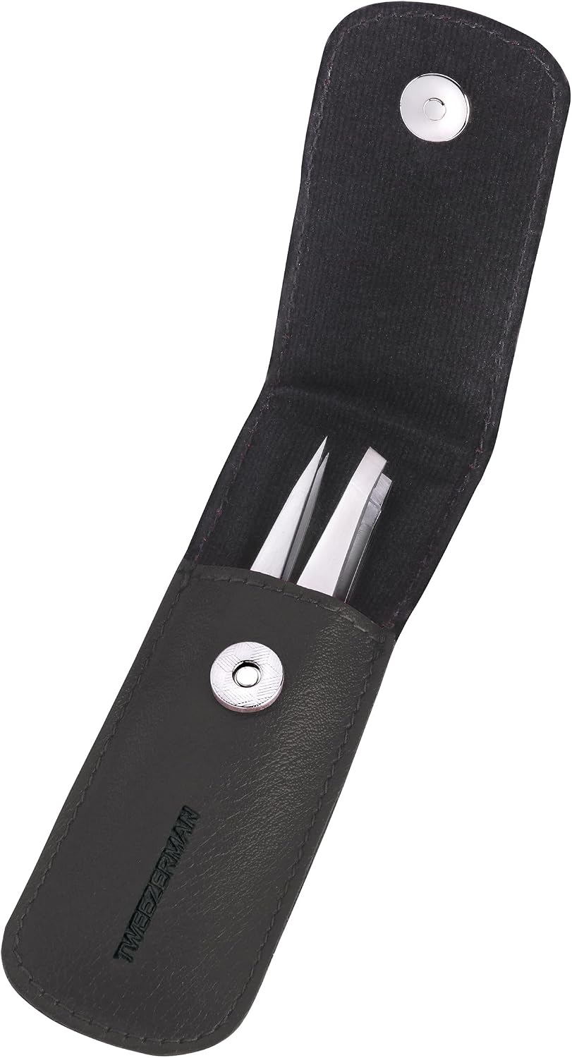 Tweezerman Juego de pinzas pequeñas con estuche de viaje, pinzas de...