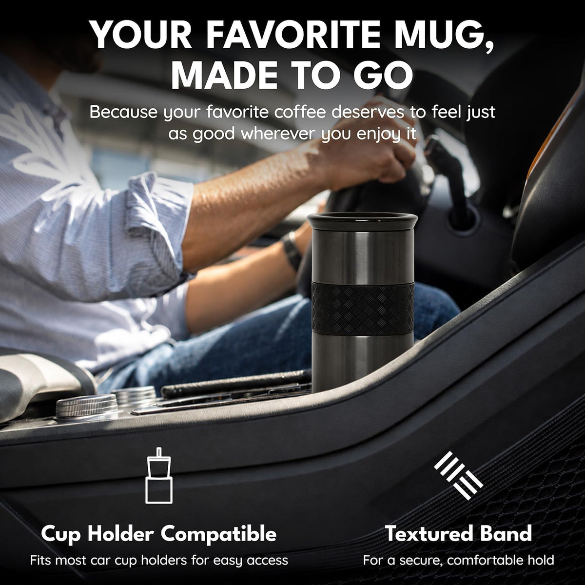 Elemental Artisan - Vaso aislado de triple pared, taza de viaje para café, reutilizable, de acero inoxidable, con tapa de cerámica, tazas térmicas de café para bebidas calientes (6 horas) y frías (18