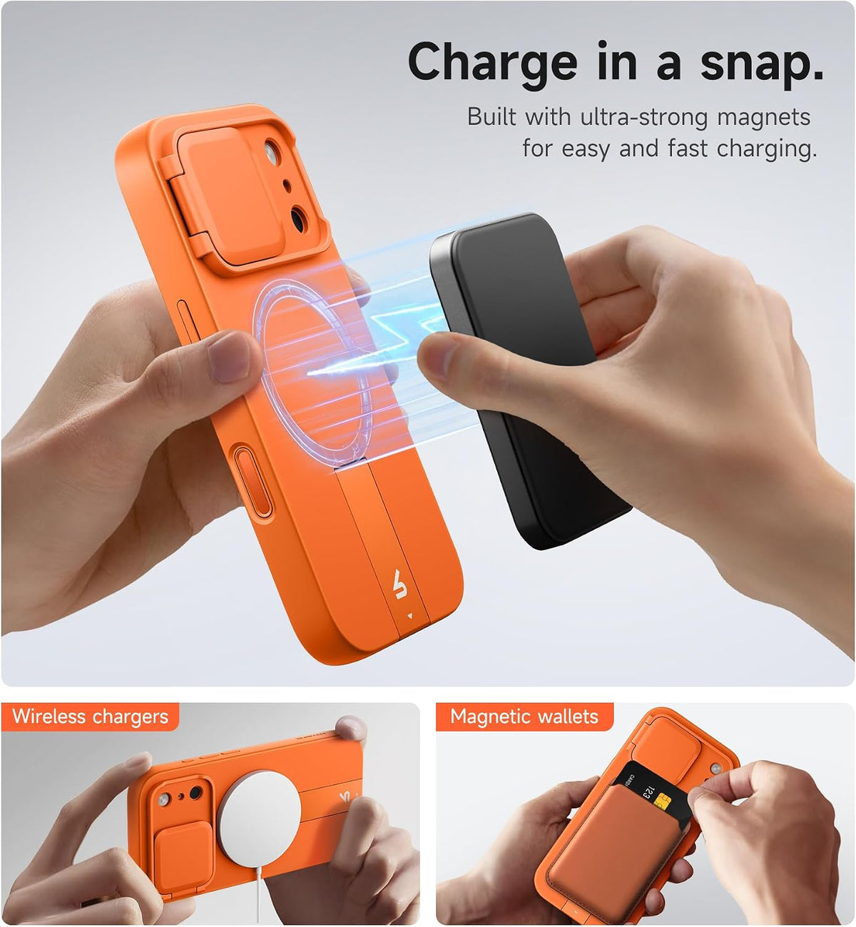 SURITCH para iPhone 18 Pro Case para MagSafe, Protección de cámara, Naranja