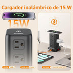 SMALLRT - Cable de extensión con múltiples tomas, torre de regleta de alimentación con protector de sobretensiones, extensor de salida con 12 salidas de CA, 4 USB, cable de extensión de 6.5 pies para