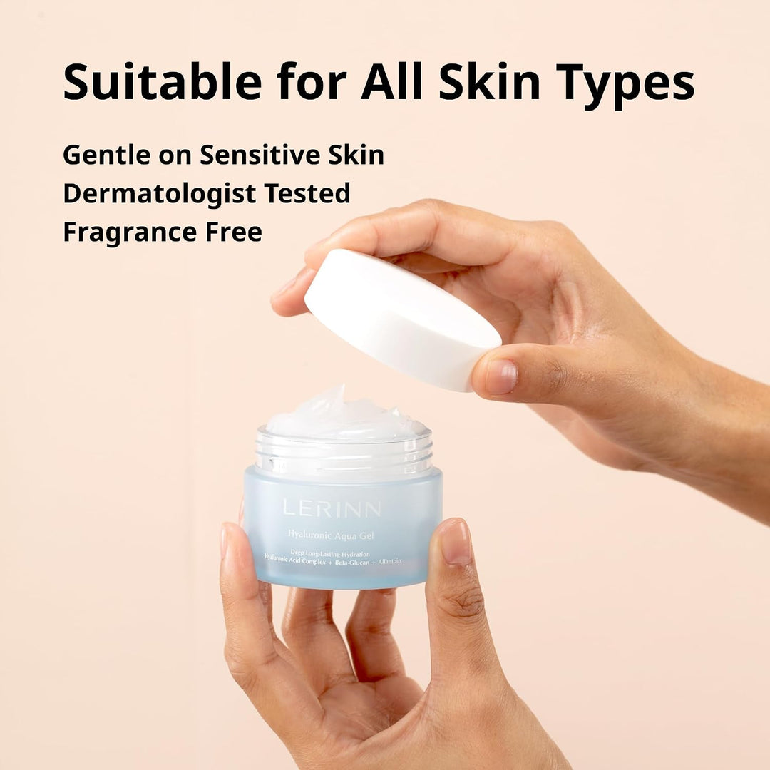 LERINN Gel de agua hialurónico, hidratante facial ligero sin aceite...