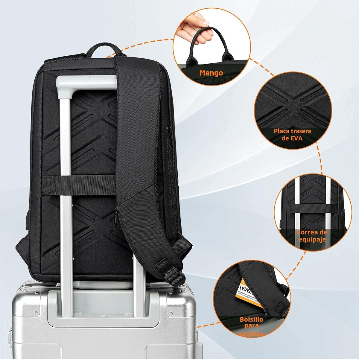 FENRUIEN Mochila delgada para laptop de 15.6 pulgadas, color negro