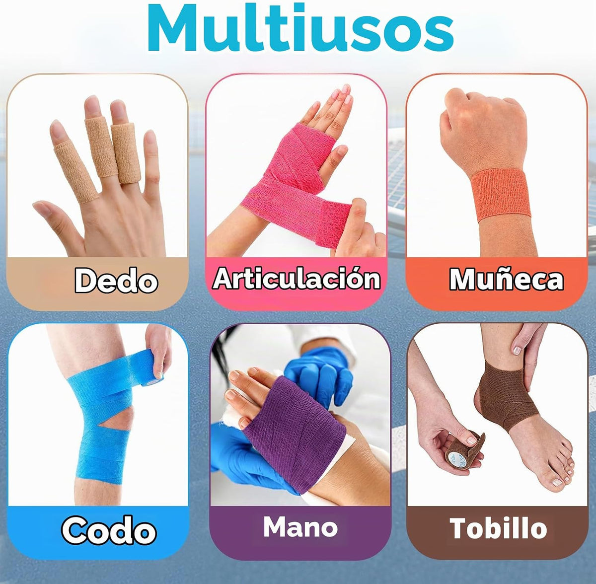 OK TAPE Vendaje autoadhesivo de 2 pulgadas x 5 yardas, 64 rollos, surtido