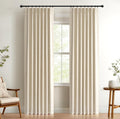 Cortinas plisadas de lino totalmente opacas color crema de 96 pulgadas de