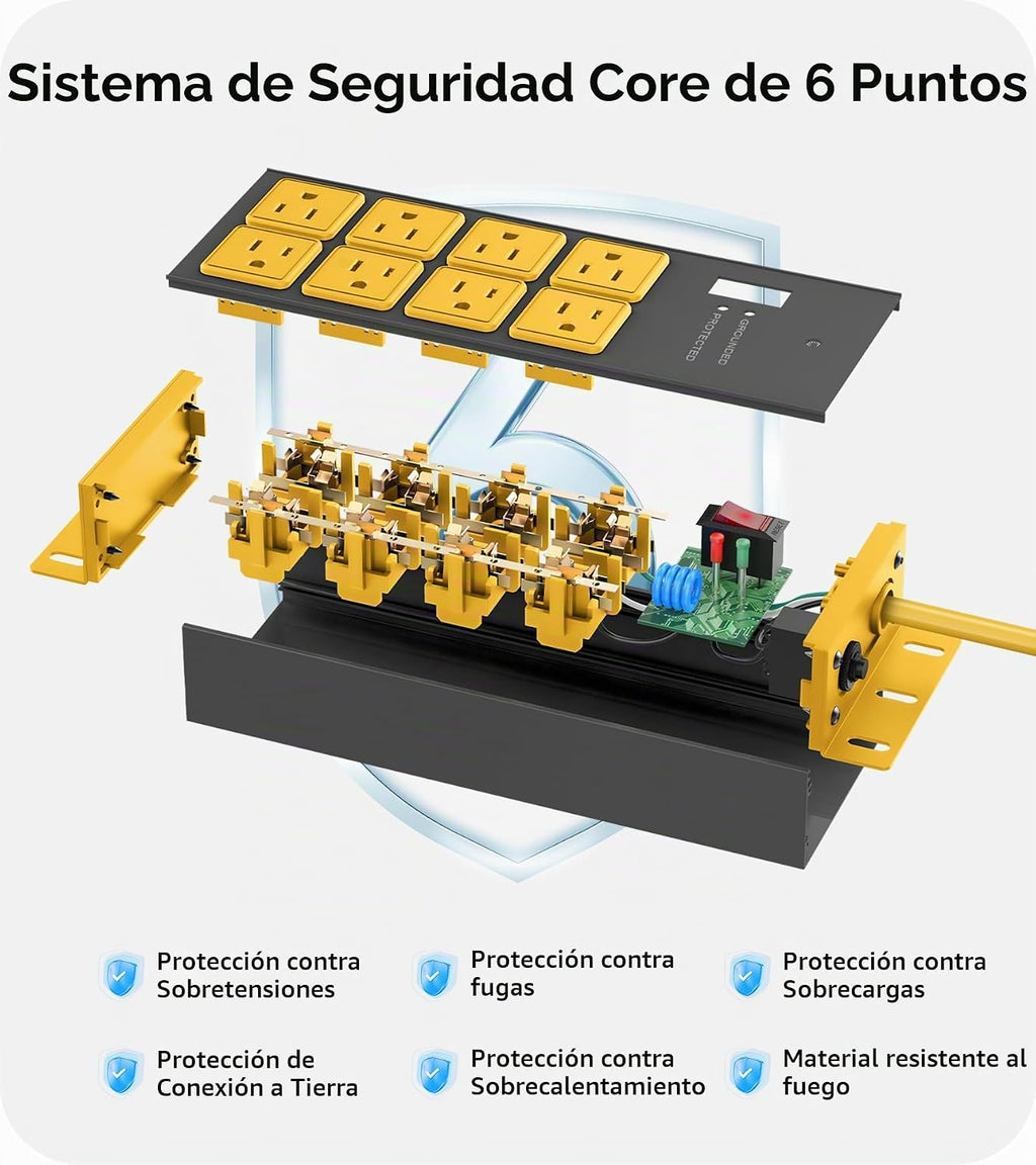 CCCEI Cable de extensión largo de calibre 12 con múltiples tomas, amarillo