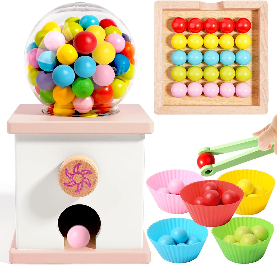 9,6" máquina de madera de Gumball para niños que aprenden el jugu...