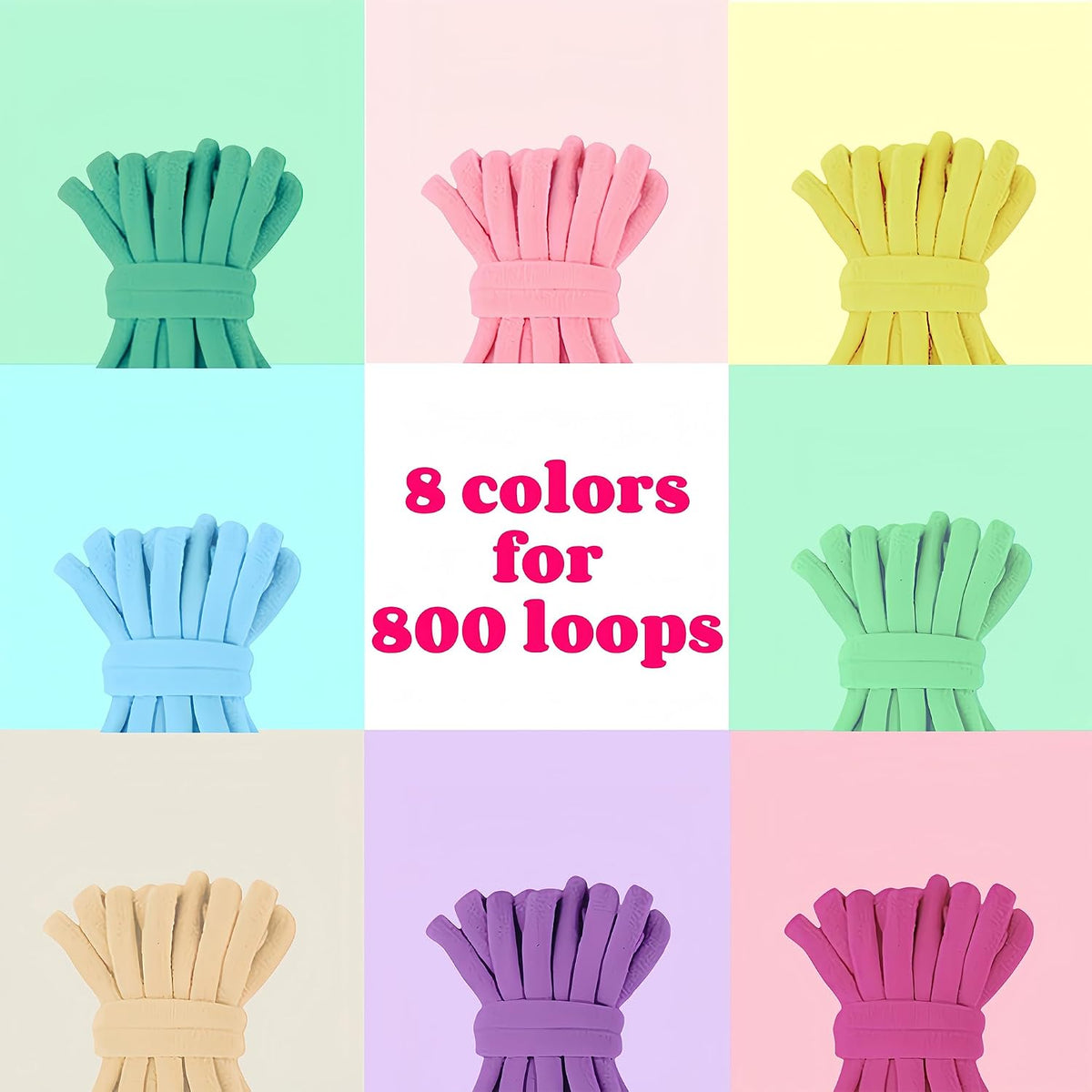 daheypong 800 piezas Bucles de repuesto para telar de 7 pulgadas - 8 colores Bucles de telar para hacer agarraderas, resistentes bandas de nylon para manualidades para niños, adultos y proyectos DIY
