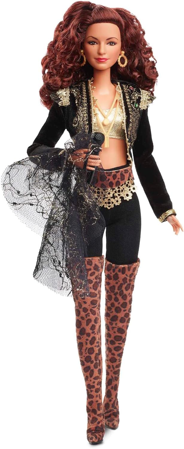 Barbie Signature Gloria Estefan Muñeca en oro y negro Moda y acceso...