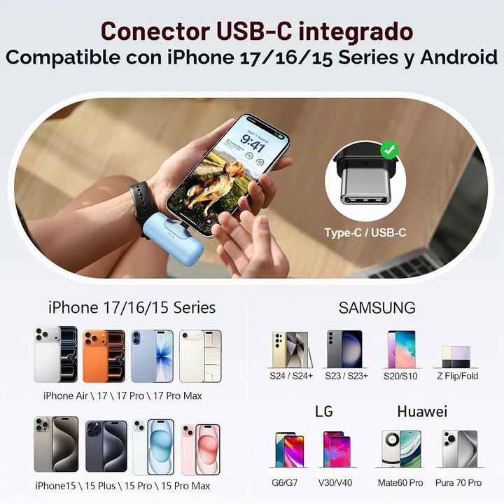 iWALK Cargador portátil de 5500 mAh, banco de energía pequeño de pr...