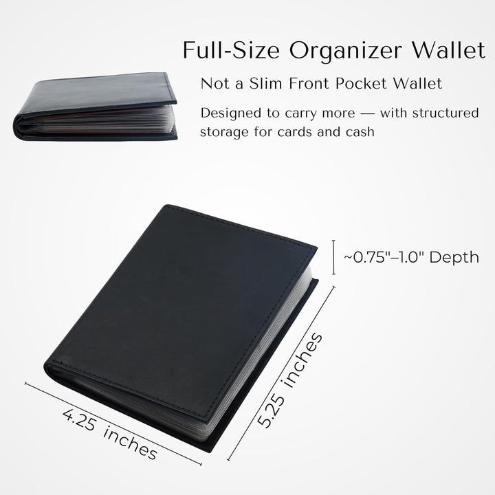 AG Wallets - Cartera de piel para hombre, capacidad para 24 tarjeta...