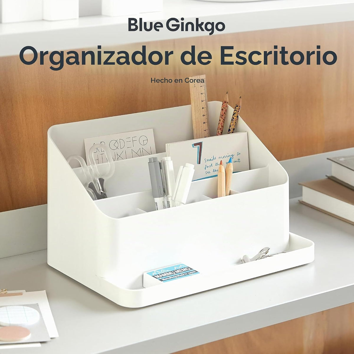 Organizador de Escritorio BLUE GINKGO, Suministros de Oficina, Blanco, Hecho en Corea