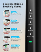 Kit de Cuidado Dental Pro Mejorado: Hilo Dental de Agua de 5 Modos y Cepillo de Dientes, Negro