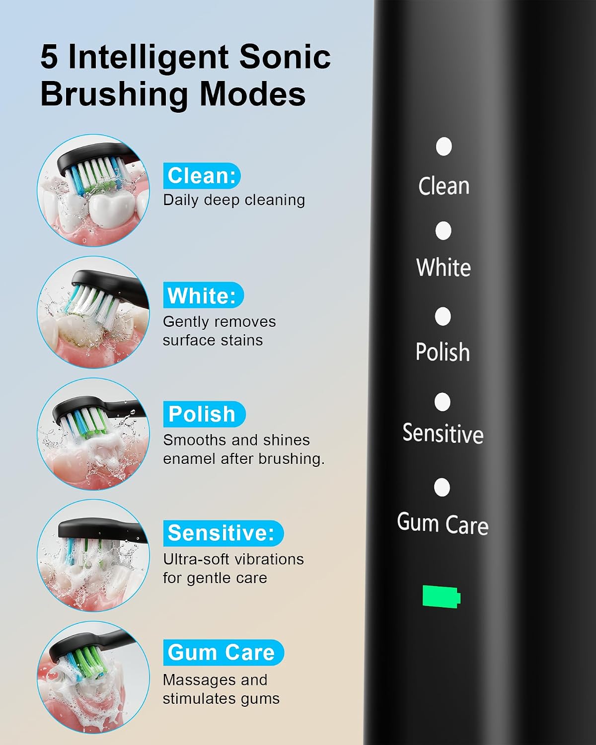 Kit de Cuidado Dental Pro Mejorado: Hilo Dental de Agua de 5 Modos y Cepillo de Dientes, Negro