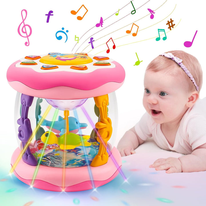 Juguetes musicales con luz para bebés proyector de océano