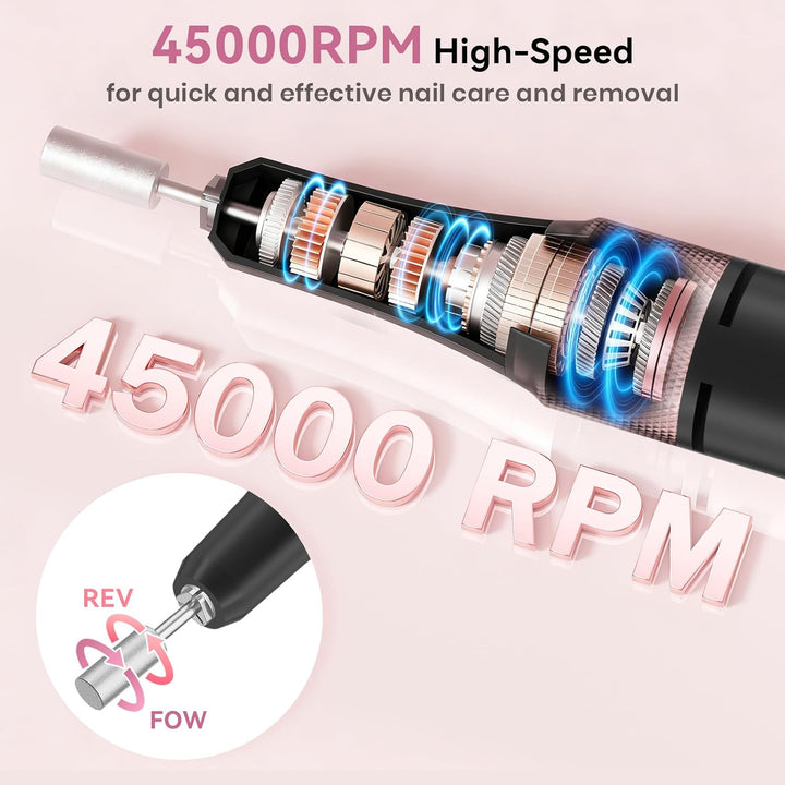 Taladro de uñas eléctrico profesional de 45000 RPM, lima de uñas po...