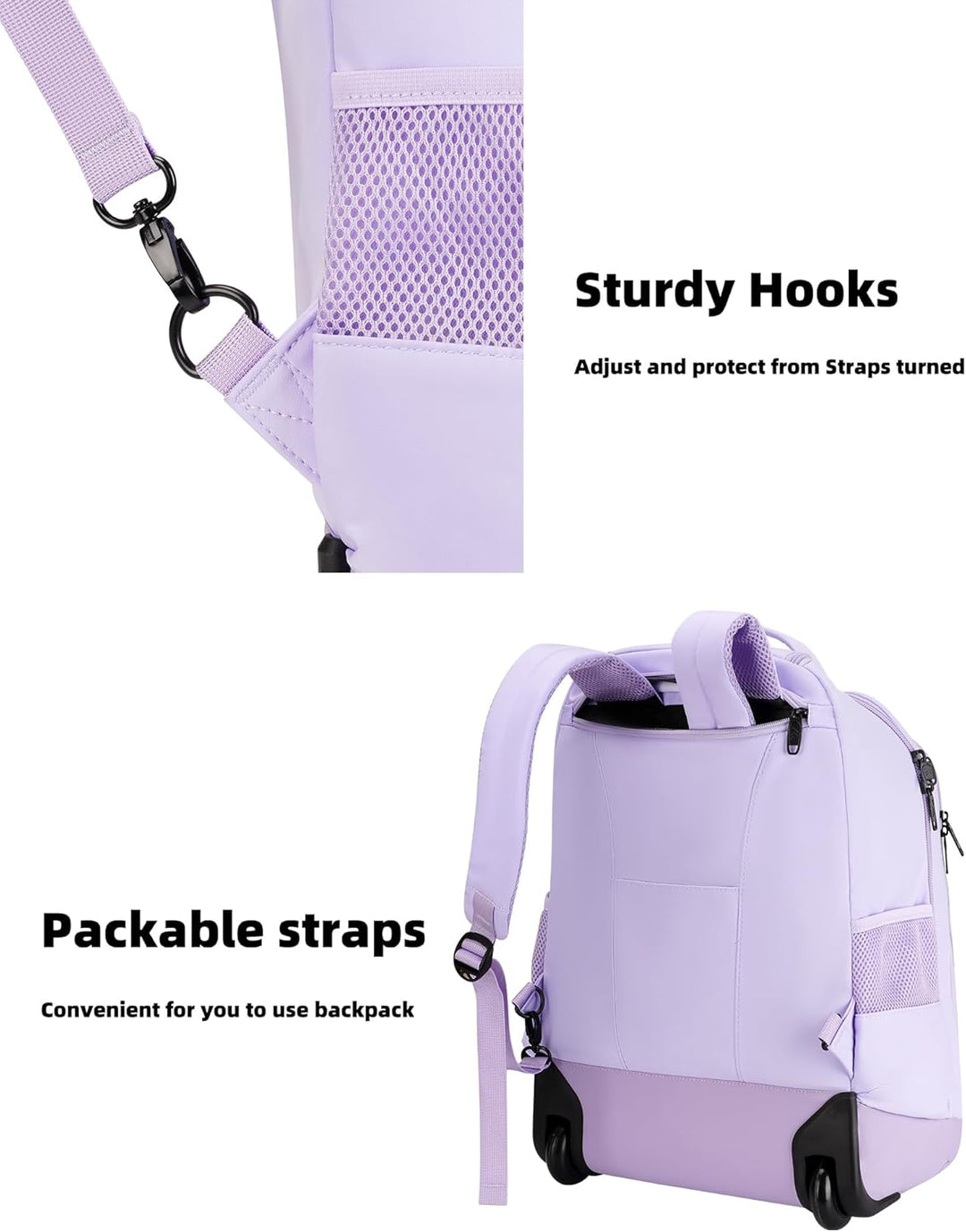 MATEIN Mochila con ruedas para mujer, mochilas de viaje para laptop...