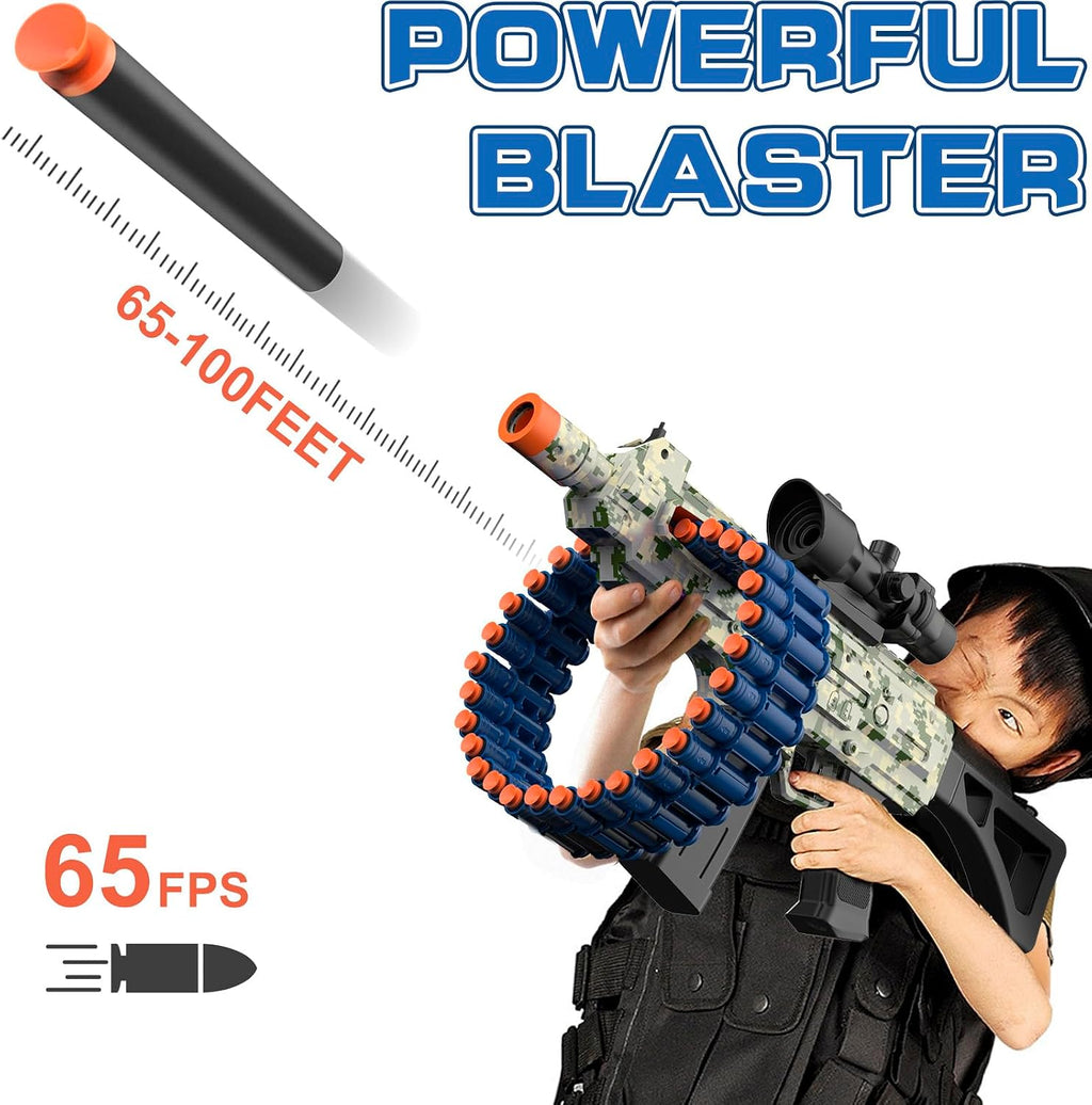 Juguete eléctrico automático con alcance, JakMean Toy Blaster con 30 clips de dardos y 100 dardos de espuma, juegos de disparos al aire libre, juguetes para niños y niñas adultos de 6 a 12 años, regalos para cumpleaños, Navidad, verde