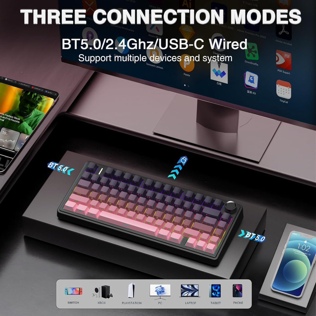 AULA F75 Pro Teclado mecánico inalámbrico, teclado personalizado in...