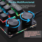 Koolertron Teclado programable macro, teclado mecánico programable con una mano, interruptor azul RGB intercambiable en caliente, 12 teclas 2 botones retroiluminado teclado para trabajar y jugar, negro